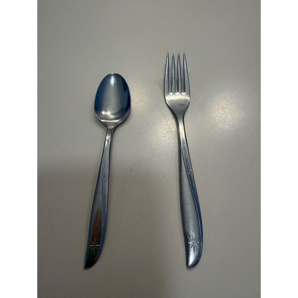 Oneida Community Stainless Morning Star Flatware Fork and Spoon Set Starburst
